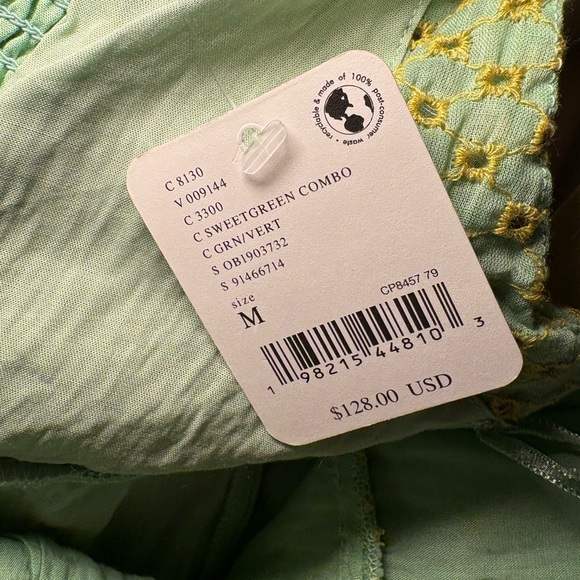 Free People Womens Berry Kiss Off-The-Shoulder Pocket Mini Dress Sweet Green NWT - Picture 4 of 8